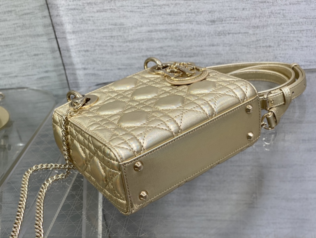 Mini Lady Dior Bag Gold Cannage Lambskin